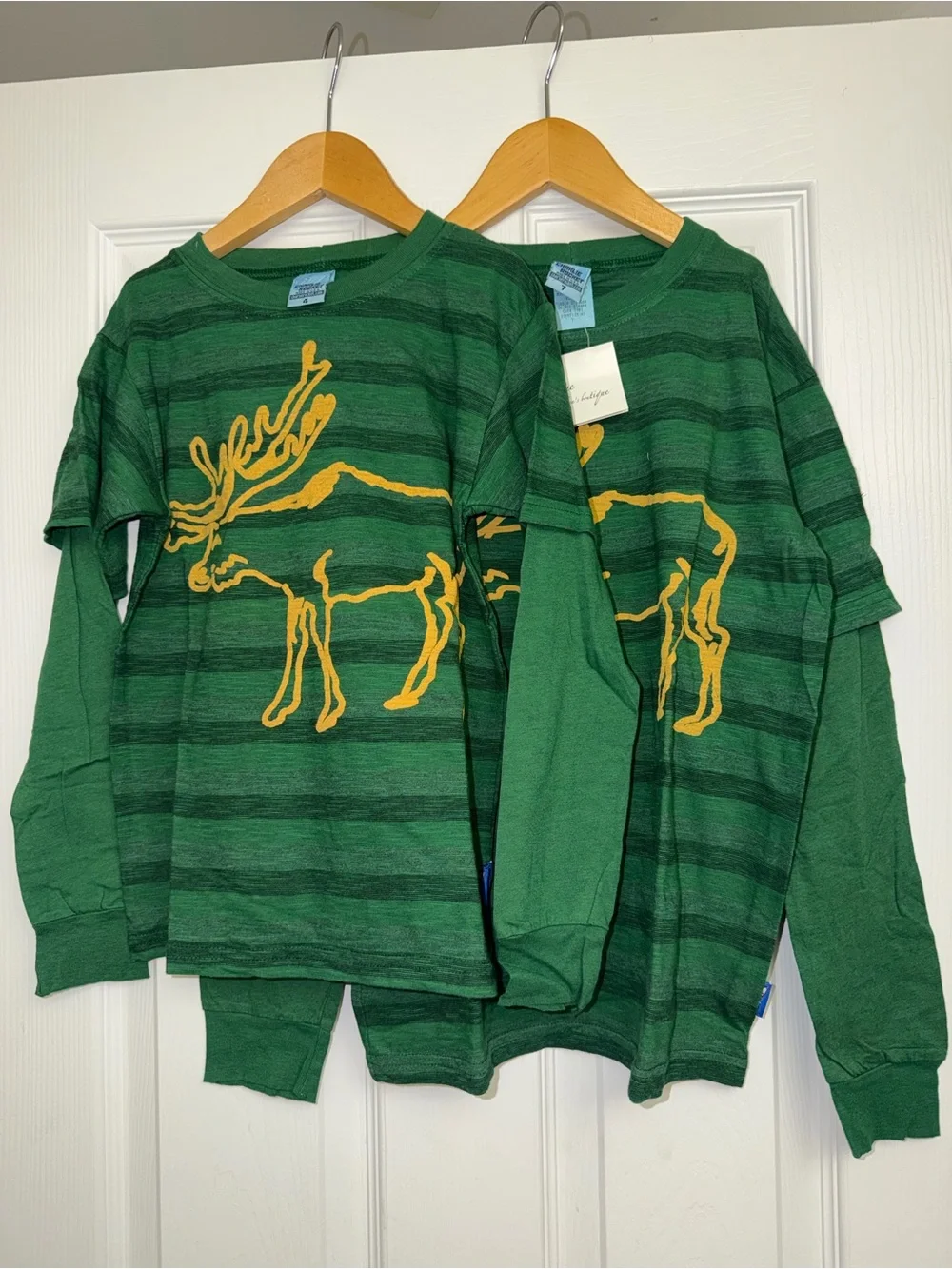 Charlie Rocket Green Striped Tee with Mustard Yellow Graphic